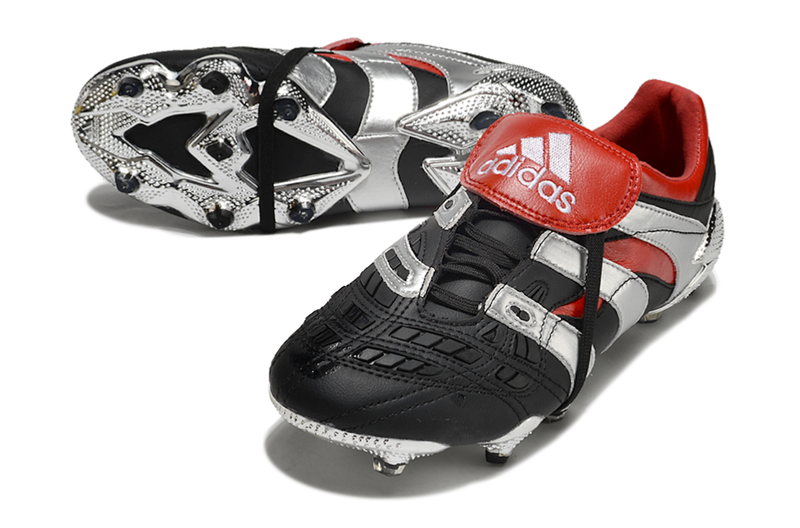 Chuteira Campo Adidas Predator Precision FG Preta e Vermelha "25th Anniversary Edition"