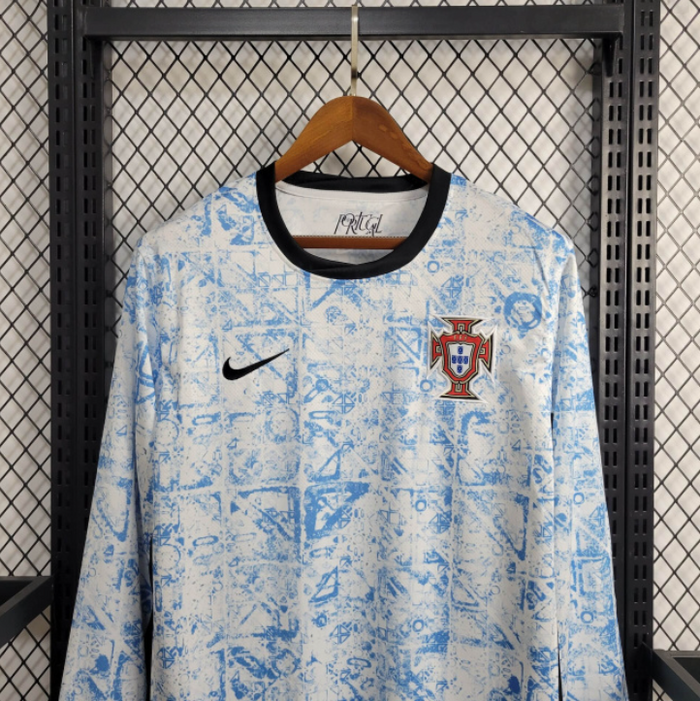 Camisola Portugal azul manga longa home Euro 2024