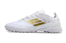 Chuteira Society Adidas F50 TF Branca e Dourado "Day Spark Pack"