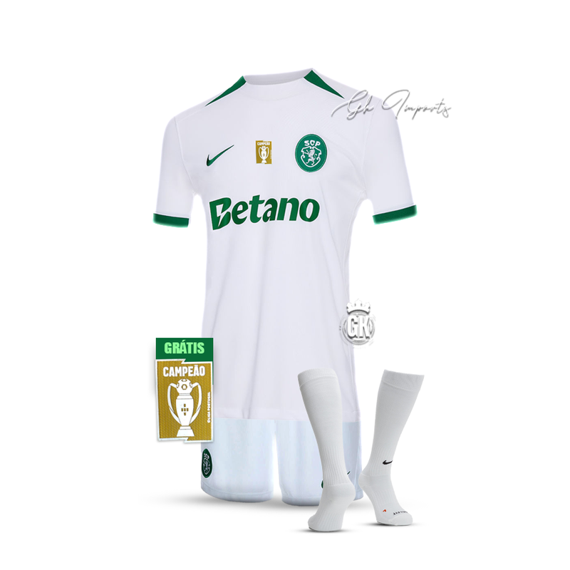 Conjunto infantil COM MEIAS alternativo 2024/25 - BRANCO