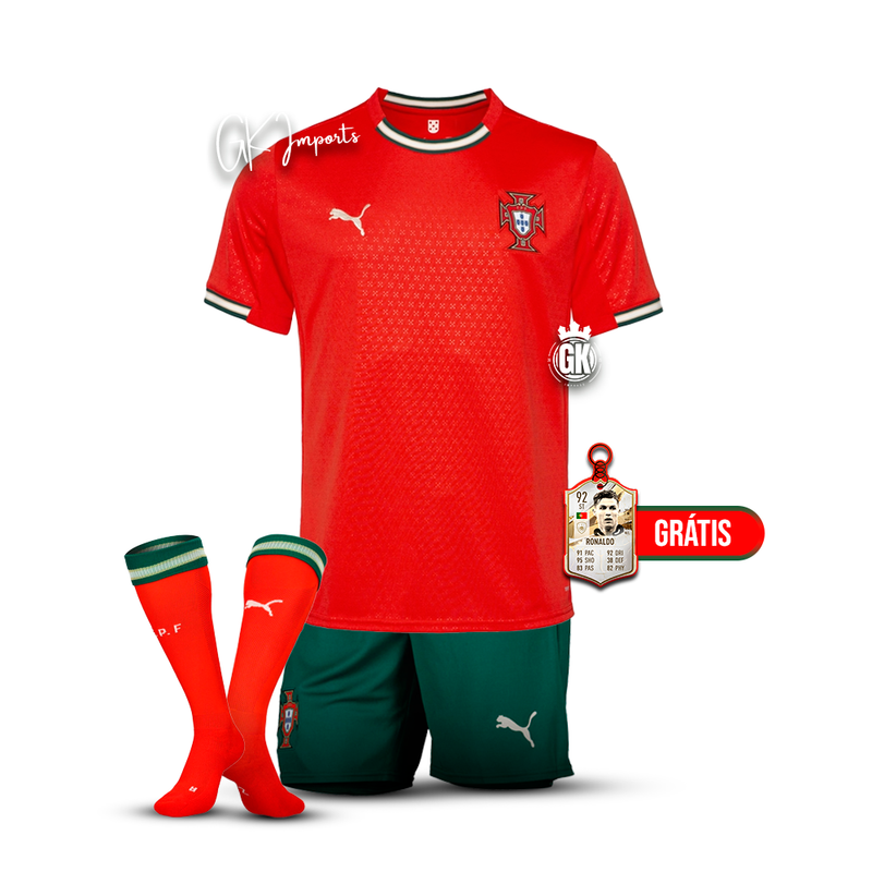 Conjunto infantil Seleção Portugal vermelho principal 2025 - PUMA