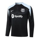 Conjunto Agasalho Treino Barcelona 24/25 - Preto e Branco