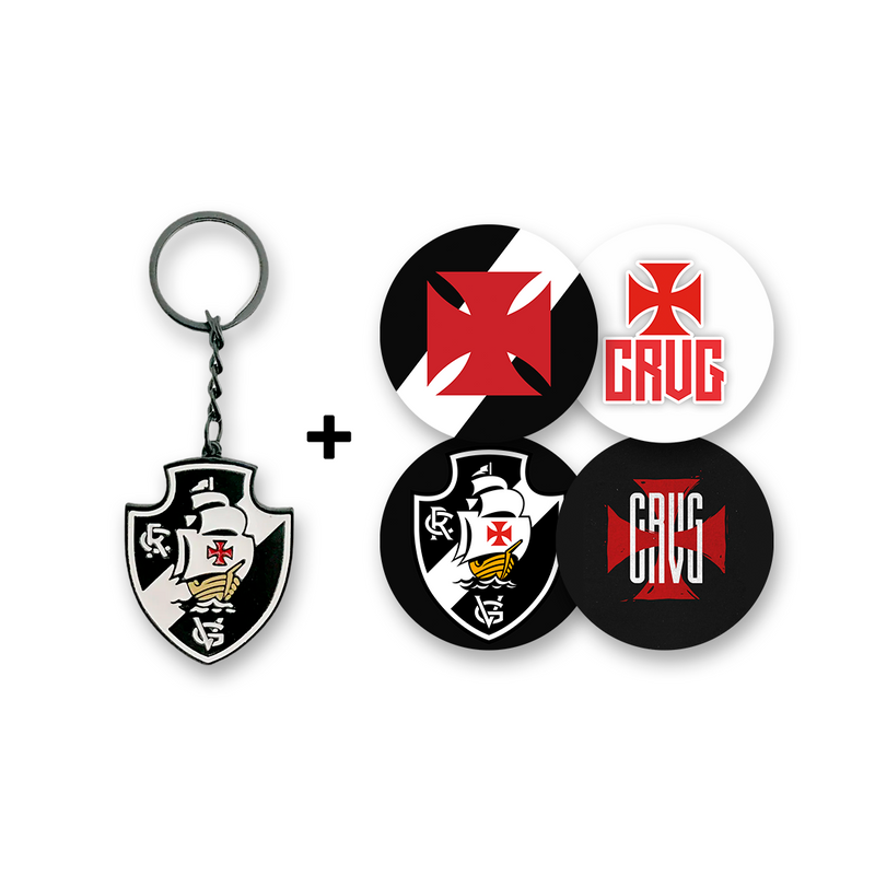 Kit Chaveiro + Adesivos Vasco