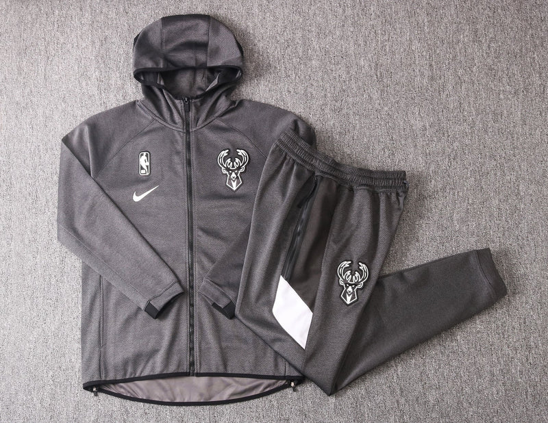 Conjunto Nike NBA Therma Flex Milwaukee Bucks Preto Treino