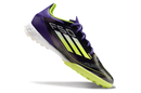 Chuteira Society Adidas F50 TF Roxa e Verde "Fast Reborn Pack"