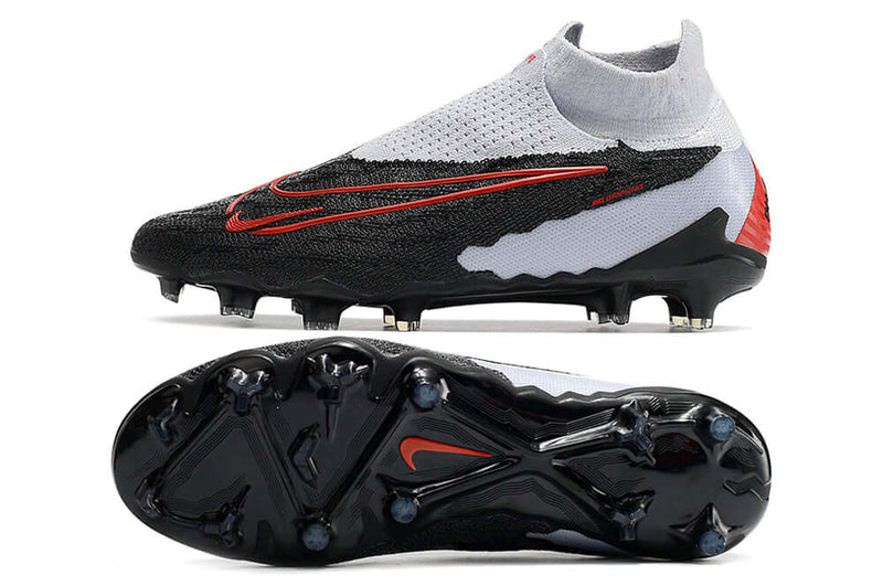 Chuteira Campo Nike Phantom GX DF Elite FG Branca, Preta e Vermelha