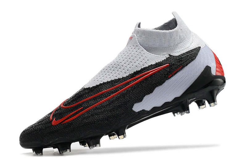 Chuteira Campo Nike Phantom GX DF Elite FG Branca, Preta e Vermelha