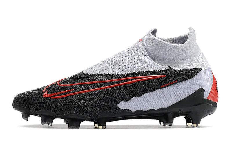 Chuteira Campo Nike Phantom GX DF Elite FG Branca, Preta e Vermelha