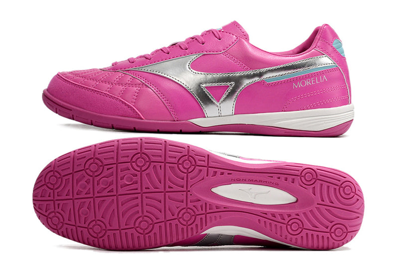 Chuteira Futsal Mizuno Morelia Sala IC Rosa e Prata