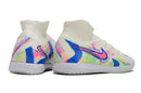 Chuteira Futsal Nike Phantom Luna Elite IC Branca, Azul e Rosa "Rainbow Pack"